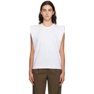 The Frankie Shop Womens Size XS White Padded Shoulder Eva T-Shirt